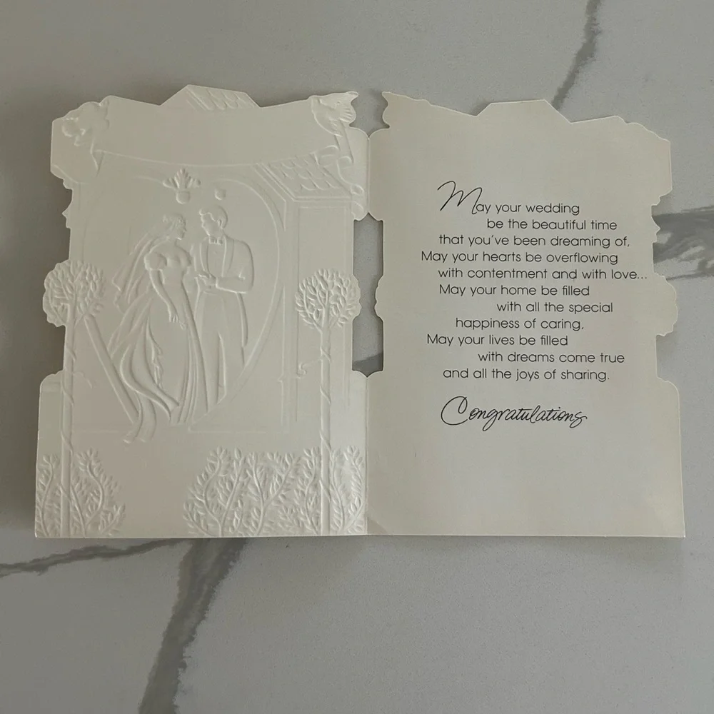 🦋 5/$25 - Vintage Hallmark Embossed Wedding Day Card